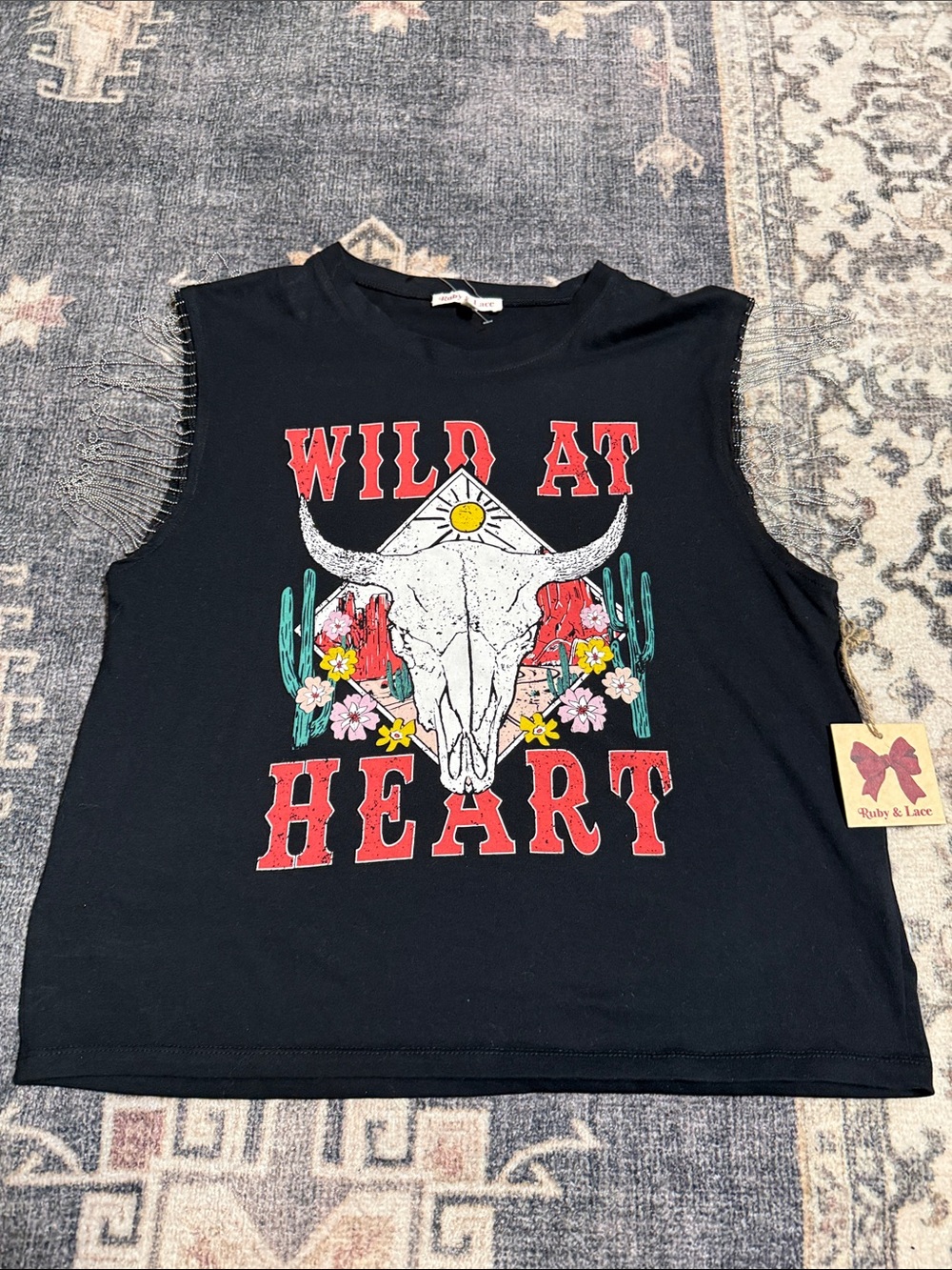Wild At Heart Black Graphic Muscle Tee - Casual Western Style